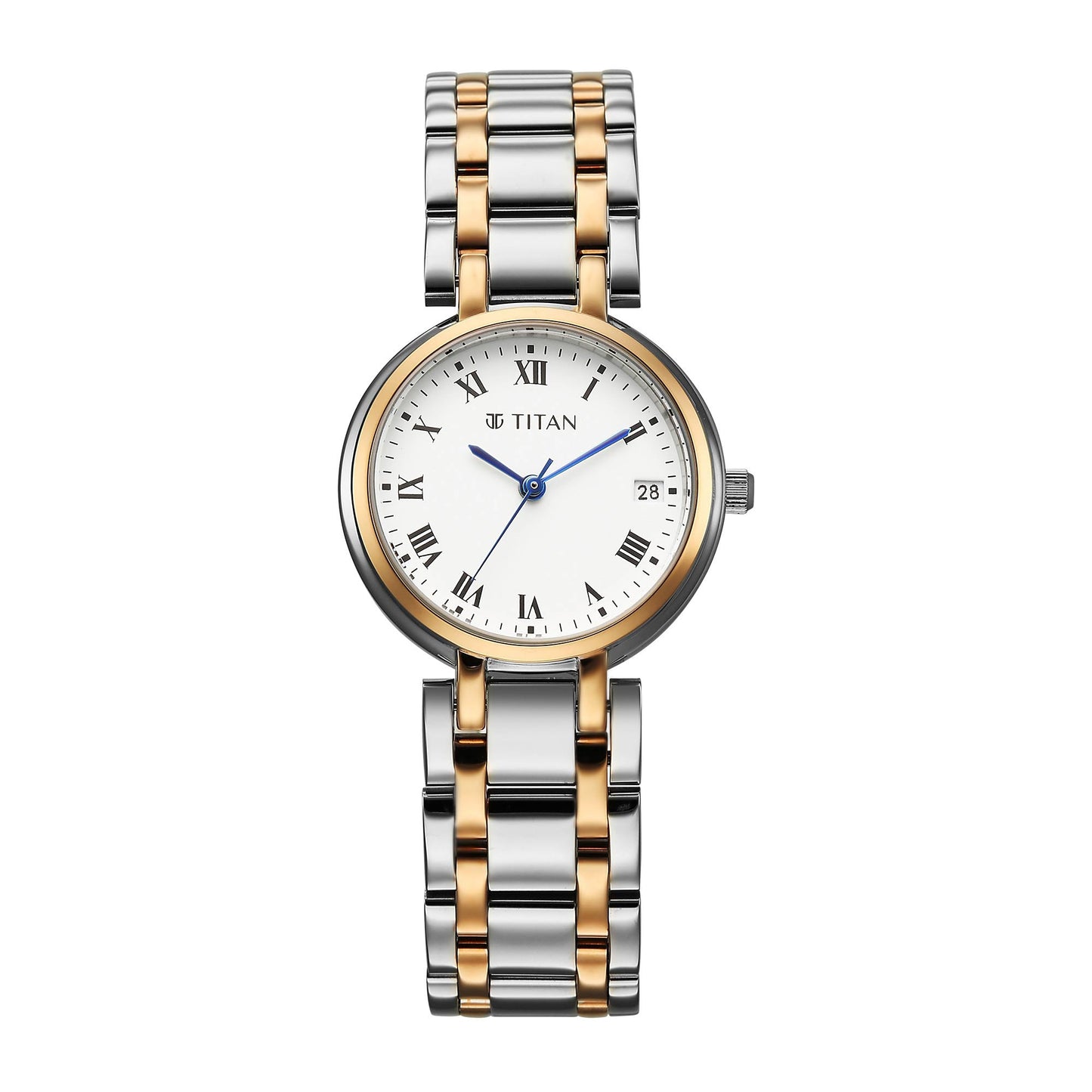 Titan Workwear White Dial Dual Color Stainless Steel Analog Watch for Women