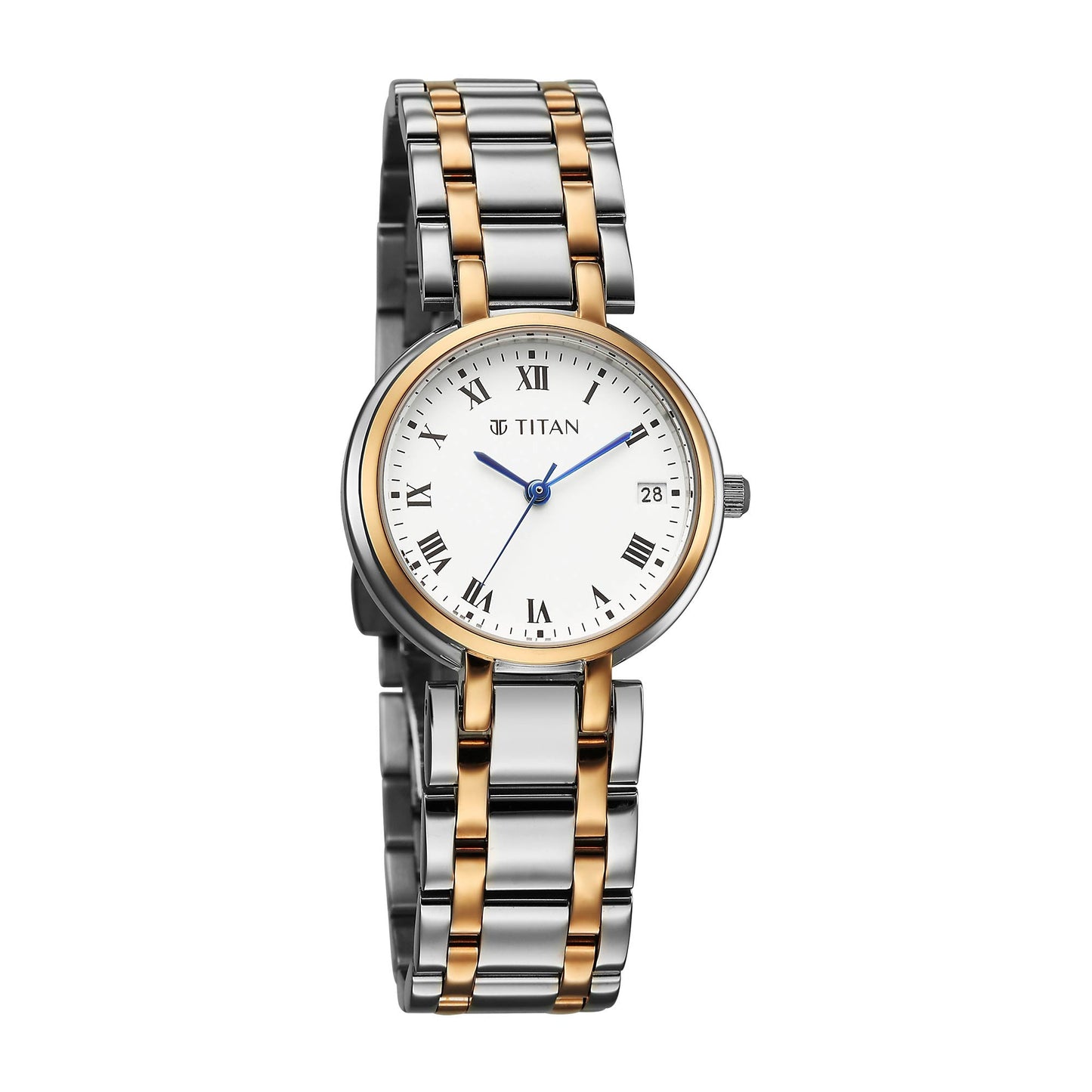 Titan Workwear White Dial Dual Color Stainless Steel Analog Watch for Women