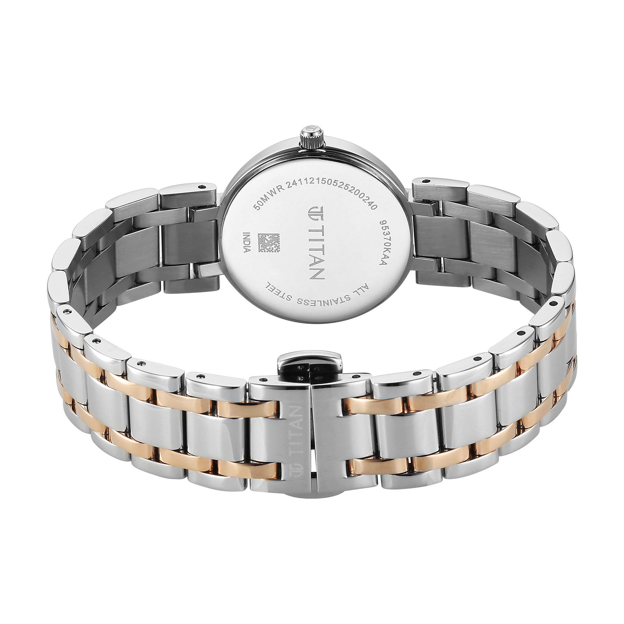 Titan Workwear White Dial Dual Color Stainless Steel Analog Watch for Women