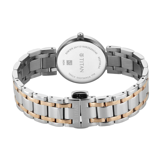 Titan Workwear White Dial Dual Color Stainless Steel Analog Watch for Women