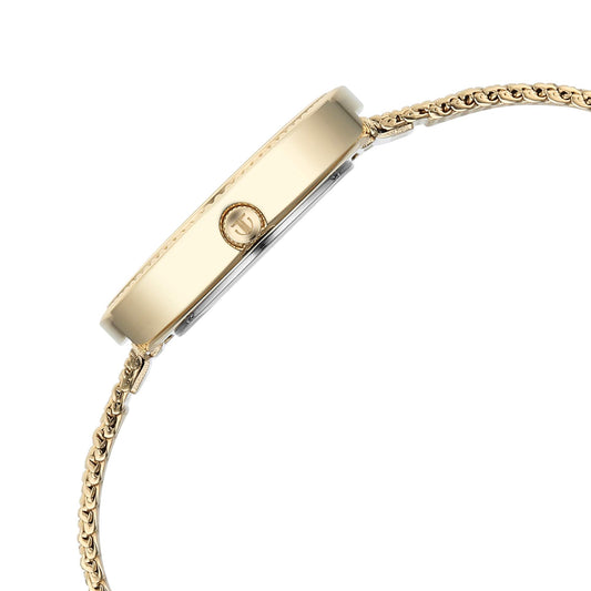 Titan Fashion Champagne Round Dial Gold Stainless Steel Strap Analog Analog Watch for Women