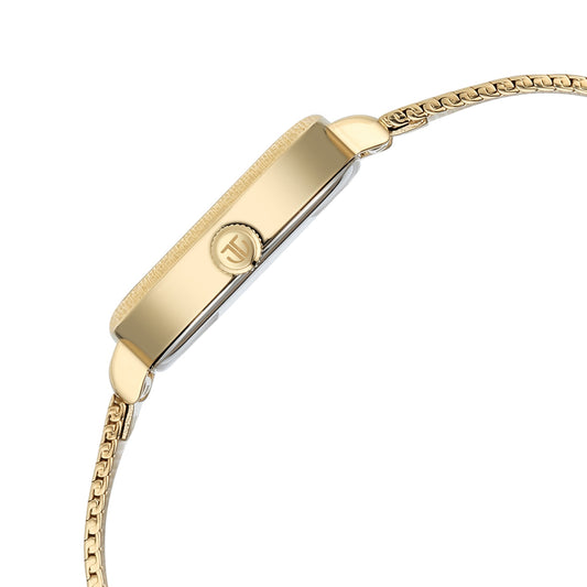 Titan Fashion Champagne Square Dial Gold Stainless Steel Strap Analog Analog Watch for Women