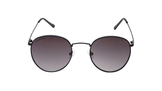 Shiny Black Round Unisex Sunglasses