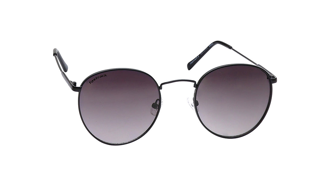 Shiny Black Round Unisex Sunglasses