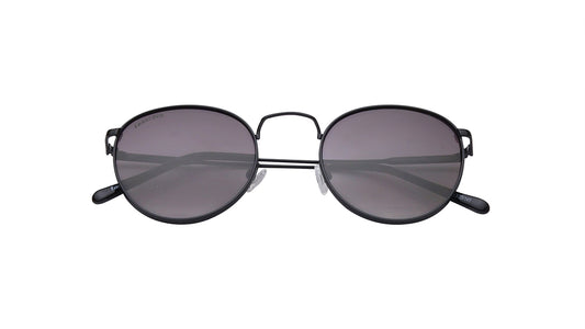 Shiny Black Round Unisex Sunglasses