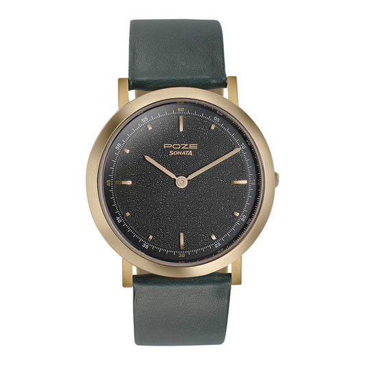 Sonata Green Dial Leather Strap Analog Watch for Men
