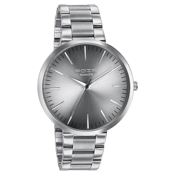 Sonata Grey Dial Two Toned Metal Strap Analog Watch for Men