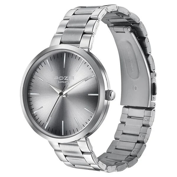 Sonata Grey Dial Two Toned Metal Strap Analog Watch for Men