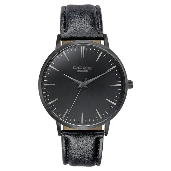 Sonata Black Dial Leather Strap Analog Watch for Men