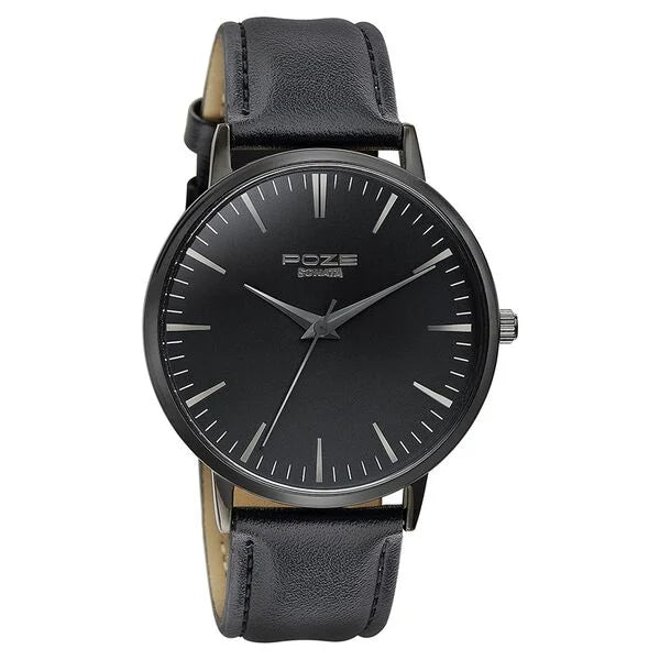 Sonata Black Dial Leather Strap Analog Watch for Men